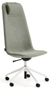 Stolička LANGLEY, vysoký sedák, s kolieskami, biela/zelenošedá