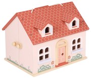 Rozkladací drevený dom pre bábiky s nábytkom