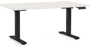Výškovo nastaviteľný stôl OfficeTech D, 120 x 80 cm, čierna podnož, biely jaseň