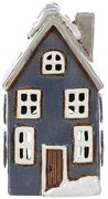 Vianočná dekorácia Zimný domček, keramika, na čajovú sviečku, sivá