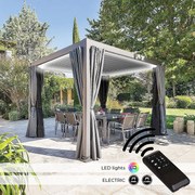 DEOKORK Záhradný hliníkový altánok elektrický MEGAN 3,6x3,6 m (grafit) 3,6 x 3,6 m
