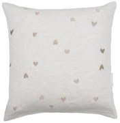 Bastion Collections Ľanový poťah na vankúš Naturel All Hearts 60 x 60 cm