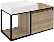 Sapho Sapho, SKARA umývadlová skrinka 100x49,5x46,5cm, čierna matná/dub Alabama, CG004-2222