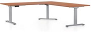 Výškovo nastaviteľný stôl OfficeTech Angle, 180 x 200 cm, sivá podnož, čerešňa