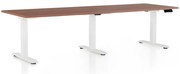 Výškovo nastaviteľný stôl OfficeTech Long, 240 x 80 cm, biela podnož, orech