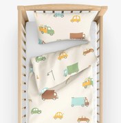 Goldea detské bavlnené obliečky do postieľky - svet autíčok 100 x 135 a 40 x 60 cm
