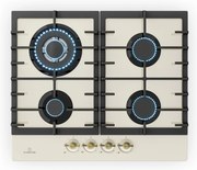 Klarstein Victoria 4, plynová varná doska, 4 horáky, sklokeramika, slonovinová