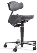 Sedlová stolička EPSOM, s opierkou chrbta a hojdacím mechanizmom, šedá