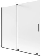 Mexen Velar, 2-krídlová posuvná vaňová zástena 170 x 150 cm, 8mm sklo námraza, grafit brúsený, 896-170-000-31-66