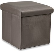 Tmavohnedý skládací taburet CUBEXO VELVET M