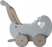 Drevený kočík pre bábiky biela + drevo