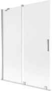 Mexen Velar, 2-krídlová posuvná vaňová zástena 130 x 150 cm, 8mm sklo námraza, chrómová, 896-130-000-31-01