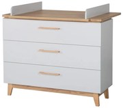 Svetlosivá nízka detská komoda v dekore duba s prebaľovacím pultom 117x104 cm Caro – Roba