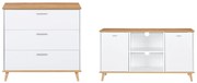 Livarno®  Komoda Corfu, 80 x 75 x 33 cm + Tv stolík Corfu, 113 x 60,5 x 33 cm  (800011142)