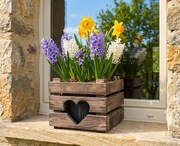 AMADEA Drevený obal na kvetináč so srdcom tmavý, 17x17x15cm Český výrobok