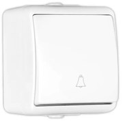 Elhard Vonkajšie zvončekové tlačidlo na omietku Tew, IP44, biele TE1002W