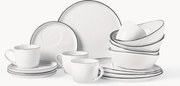 Ručne vyrobená porcelánová raňajková súprava Salt, 4 osoby, 16 ks