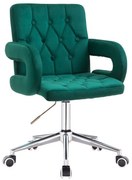 LuxuryForm DESIGN Stolička BOSTON VELUR na striebornej podstave s kolieskami - zelená