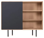 Nízka komoda z dubového dreva v čierno-prírodnej farbe 118x100 cm Fina – Gazzda