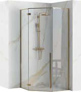 Rea Diamond Gold, päťuholníkový sprchový kút 100 x 100 cm, 6mm číre sklo, zlatá lesklá, REA-K6616
