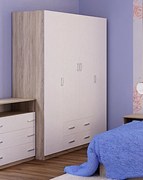 Šatníková skriňa-dub Sonoma STANA, biele drevo