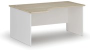 Rohový kancelársky písací stôl PRIMO WHITE, 160x120 cm, ľavý, biela/dub prírodný