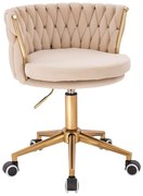 LuxuryForm DESIGN Stolička LYON VELUR na zlatej podstave s kolieskami - krémová