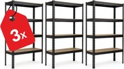 Akcia 3x Regál 180x160x50 cm profesionálny 4-policový, nosnosť 160 kg - čierny