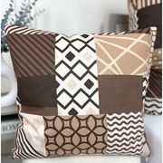 Bavlnená obliečka na vankúš Patchwork Natural 40x40 cm – 100% prírodná bavlna, elegantný dizajn so zipsom