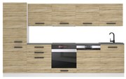 Kuchynská linka Belini Premium Full Version 300 cm dub sonoma s pracovnou doskou ROSE