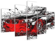 Obraz - Maľované auto v akcii (150x105 cm)