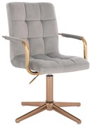 LuxuryForm DESIGN Otočná stolička VERONA GOLD VELUR na zlatom kríži - svetlo šedá
