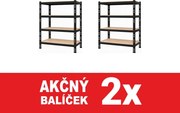 Akcia 2x Regál 180x160x50 cm profesionálny 4-policový, nosnosť 1600 kg - čierny - 2ks