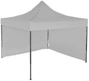 Rýchlorozkladací nožnicový stan 3x3m – oceľový, 2 bočné plachty, Sivá / antracitová