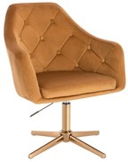 LuxuryForm DESIGN Kreslo ANDORA VELUR na zlatom kríži - medové