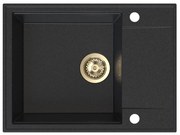 Sink Quality Sink55, kuchynský granitový drez 620x460x215 mm + zlatý sifón, grafitová, SKQ-SINK.G.1KKO.XG