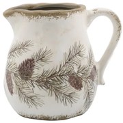 Béžový baňatý keramický džbán s cezmínou Holly - 13*16*15,5 cm