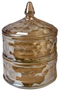 Hnedá sklenená dóza s viečkom na cukríky - Ø 13*18 cm