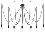 Sollux SL.0372 - Luster na lanku EDISON 7 7xE27/60W/230V pavúk čierna