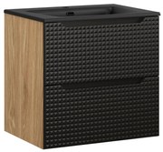 Závěsná skříňka Luxor Black Sky I se zápustným umyvadlem 60 cm černá/dub olejovaný