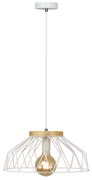 Visiaca lampa, biela/prírodná, drevo/kov, TREX TYP 2
