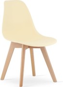 Krémová stolička KITO s bukovými nohami