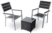 Záhradný balkónový set Renio - 2 miesta, čierna / sivá