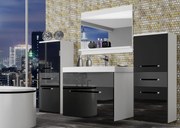 Kúpeľňový nábytok Belini čierny lesk / šedý lesk + umývadlo + zrkadlo  ROD P 4/0/W/BS/0/ZW