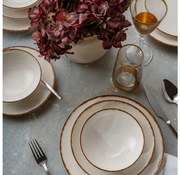 Jedálenská sada 24 ks béžová/hnedá/porcelán