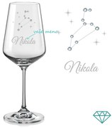 Pohár na víno súhvezdia Leva s kryštálmi