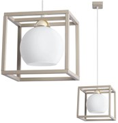 Závesné svietidlo Eliza Cage, 1x biele sklenené tienidlo v kovovom ráme