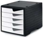 Triediaci box, 5 zásuviek, čierna/biela