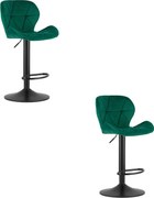 Sada 2 barových stoličiek WEST zamatová zelená / čierna podnož