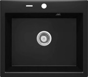 Deante Andante, granitový drez 600x520x210 mm + priestorovo úsporný sifón, 1-komorový, čierna, ZQN_N103